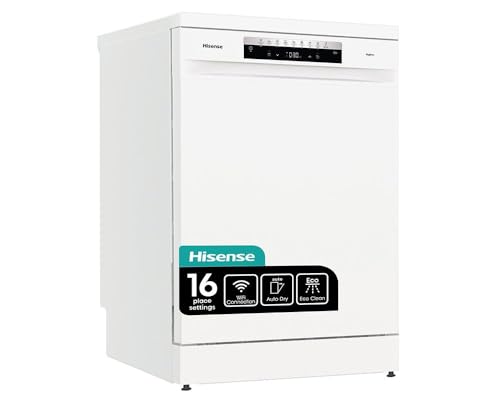 HS673C60WUK 16 Place Settings, Wifi enabled, Auto Dry, Invertor Technology, Quiet, Quick Wash, Eco Cycle, 3 Baskets, Full Size Freestanding White Dishwasher - C Energy (HxWxDcm) - 85x60x60