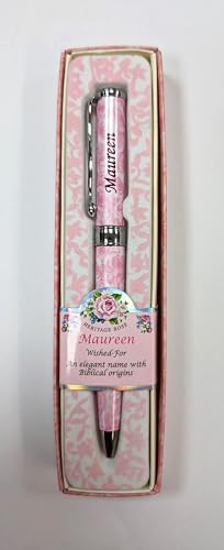 JRose Collections Personalised Ladies Pen with Name - Gift Boxed with Name Meaning - Black Ink Twistable Pen - Elegant Writing Instrument for Women (Maureen)