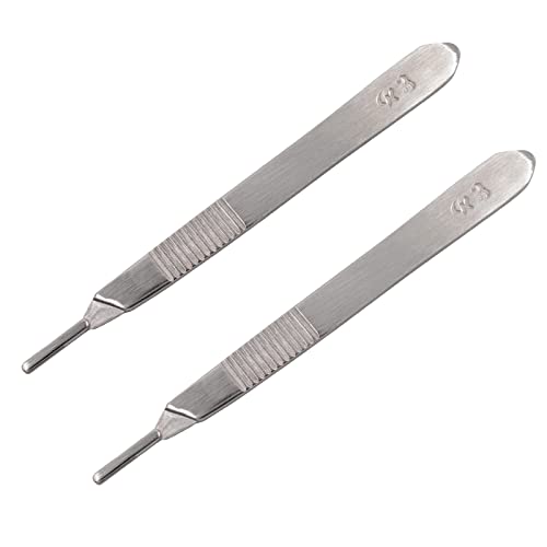 2 Stück Skalpellhalter Nr.3 Passend für Klingen Nr. 10, 11, 12, 15, rostbeständiger Edelstahl leicht und langlebig ideal für chirurgische Studenten pädagogische Zwecke Heimwerker-Reparaturausrüstung Cover