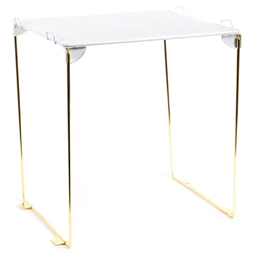 U Brands Mesh Locker Organizer Shelf, 11" x 10" x 12", White and Gold, Back to School Essentials, Stackable, Fits Standard Size School Lockers