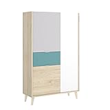Bisagras metálicas para las puertas. Cajón con guías metálicas de suave deslizamiento. Interior cajón en acabado textil.