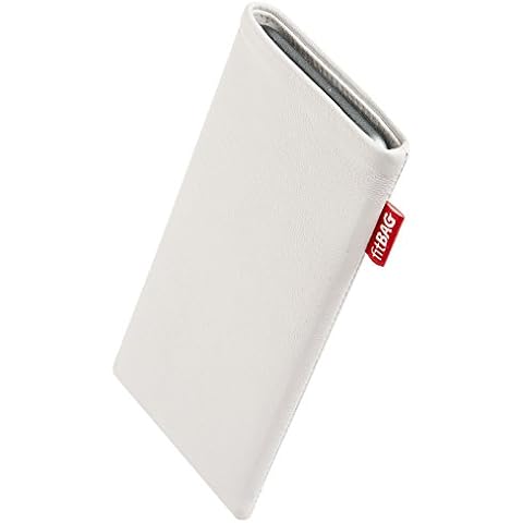 fitBAG Beat White custom tailored sleeve for Apple iPhone 14 / iPhone 14 Pro | Made in Germany | Fine nappa leather pouch case cover with MicroFibre lining for display cleaning Cover