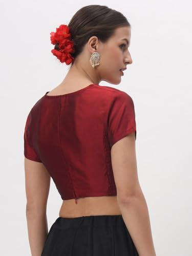 Image of studio rasa Women's Silk Blend Stretchable Blouse for Festive Wedding Party