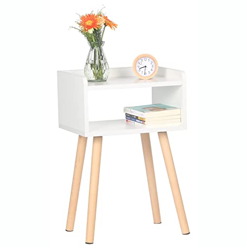 Exilot Nightstand Mid-Century Modern Bedside Table With Solid Wood Legs Minimalist And Practical End Side Table, White #TOP3