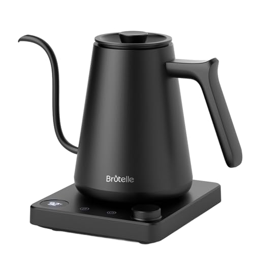 Brutelle Electric Gooseneck Kettle 0.8L V60 Coffee Kettle 1 Temp Control 2H Keep Warm 1200W Quick Heating Stainless steel for Pour-over coffee Tea Matcha Black