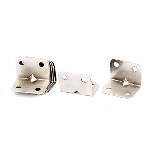 Aexit 24mmx24mm L Clamps Shape Shelf Corner Brace Plate Right Angle Bracket Silver Strap Clamps Tone 10pcs