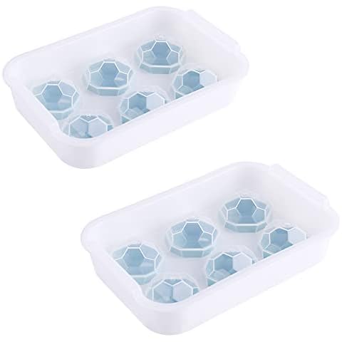 PARTSQUEEN 2 Pack Ice Cube/Ball Mold Trays, Sphere Ice Ball Maker with Lid, Ice Cube Molds for Cocktail, Freezer, Whisky,Stackable Ice Trays, Reusable and BPA Free Cover