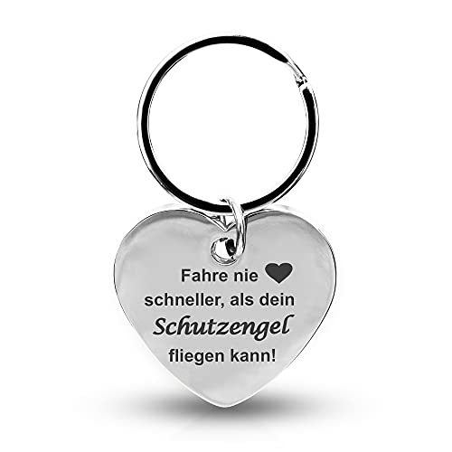 Schlüsselanhänger Herz Geschenk zum Führerschein bestanden | Fahre nie schneller als dein Schutzengel fliegen kann | Schutzengel Schlüsselanhänger Geschenkideen für Fahranfänger zum 18 Geburtstag Cover