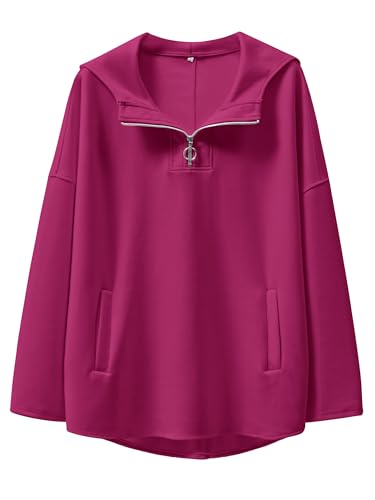ANRABESS Womens Oversized Hoodie Quarter Zip Sweatshirts 2025 Fall Winter Tunic Pullover Top Trendy...