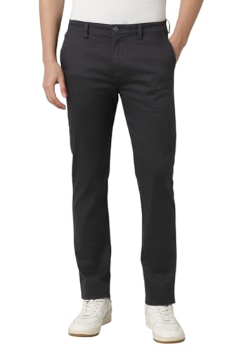 Image of Peter England Men's Straight Fit Mid Rise Chino Casual Trouser with Premium Dobby