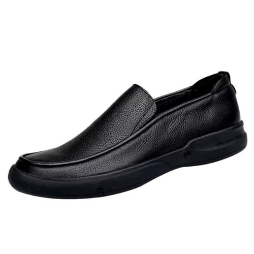 Amtopiyo Mocasines de piel auténtica suave para hombre, zapatos de vestir formales, Negro -, 38 EU