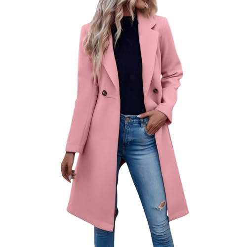 Ansenesna Wollmantel Damen Winter Lang Winterjacke Damen Warm Woll Lange Wintermantel Frauen Elegant Damen-Jacken Mit Knöpfen Trenchcoat Umlegekragen...