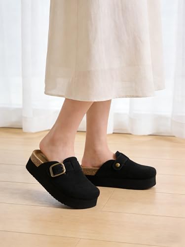 Image of TEMOFON Clogs for Women Mules Shoes: Comfortable Arch Support Closed Toe Sandals Backless Low Wedge Slip on Shoes