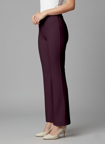 Image of Mehrang Cotton Blend Bootcut Parallel Trouser Pants for Women Regular Fit, Bellbottom Straight Pants for Womens
