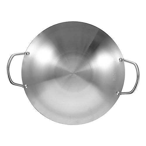 Wok de acero inoxidable con doble mango y base curva