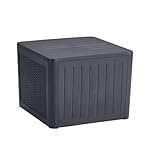 EHHLY Deck Box, Small Outdoor Side Tables for Patio, 36 Gallon Outdoor Storage Box Waterproof, Outside Storage Table Patio Cushions Storage Boxes, UV Resistant Plastic Storage Boxes, Grey