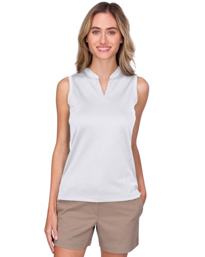 Image of Three Sixty Six Womens Quick Dry Polo Shirt - Sleeveless and Collarless Golf Shirts w / 4-Way Stretch Fabric and UV Protection