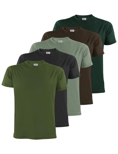 ALPIDEX Herren T-Shirts 5er Set Rundhals 100% Baumwolle Einfarbig...