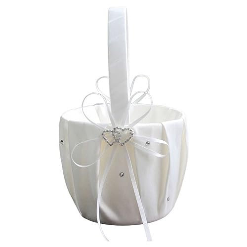 Kopida White Flower Girl Basket With Handle