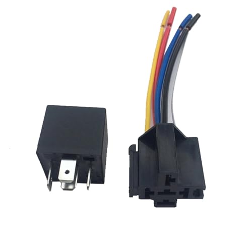 Relé automotriz 12V 40A de 5 pines con enchufe y cables para coche y camión 4