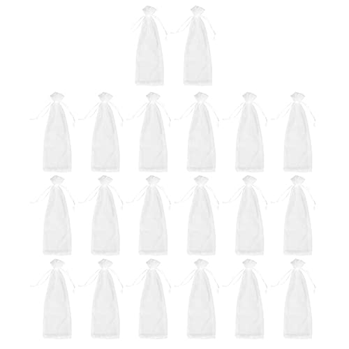 Yuroit - Lote de 20 series para vino (14 x 37 cm, reutilizable, simple, envoltura de botella, vestidos de embalaje festivo de ducha, favores de boda, exhibición de bolsas de cordón (blanco)