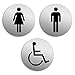OFFORM DESIGN WC-Schild | Toilettenschild Türschilder | 3er-Set - WC Damen-Herren-Rollstuhl | Edelstahlschilder-Optik | Ø 75 mm | Sparversand | Nr. 6702-S