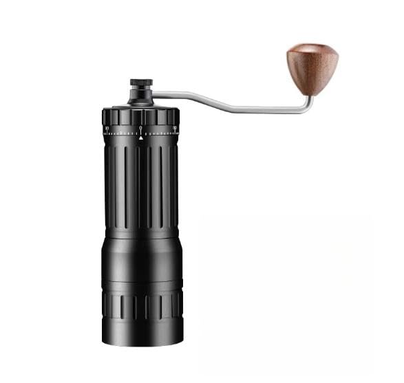 Molinillo de café manual con mecanismo de acero inoxidable 420, 150 microajustes para espresso y pour-over, carcasa de aluminio, manivela ergonómica, color negro