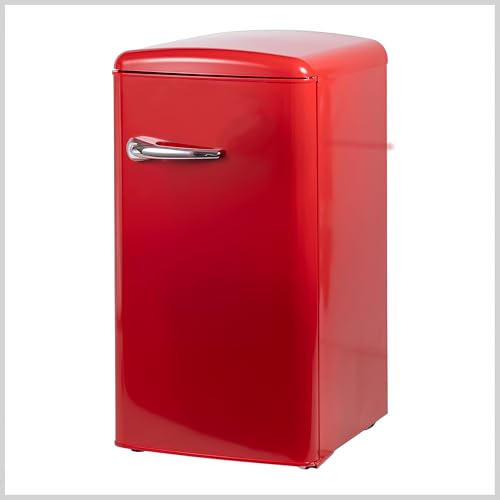 EMPOTEC Frigorifero Retrò Vintage, 100 Litri, Acciaio Laminato, Maniglie in