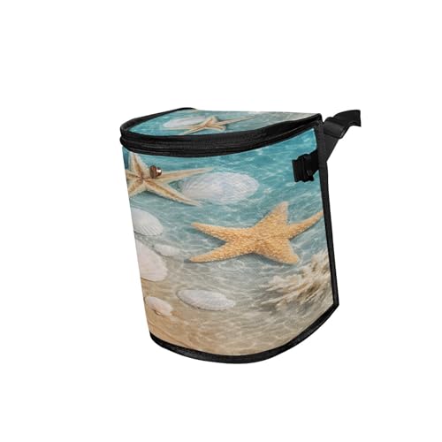 Image of senya Car Trash Can Car Garbage Can Car Waste Basket,Starfish Seashell on Beach Leak-Proof Car Trash Bin, Car Trash Hanging Car Accessories Interior Car Organizer Bag