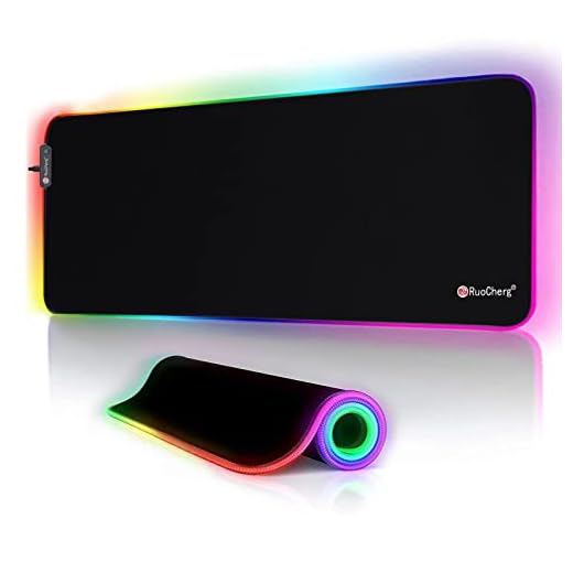 RuoCherg RGB spelmusmatta, 800 x 300 x 4 mm LED-musmatta med 12 ljuslägen, halkfri bas och vattentät yta, för professionella spelare, PC och bärbara datorer