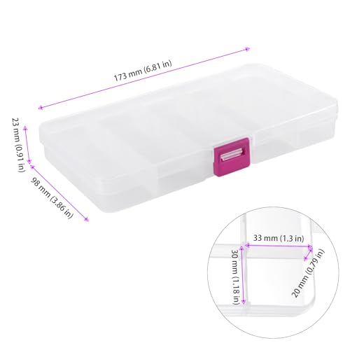 Image of SEHOI 32 Pack 15 Grids Plastic Jewelry Bead Organizer Box,Clear Plastic Storage Container with Adjustable Dividers,Small Tackle Box for Jewelry Crafts Beads Earrings Rings