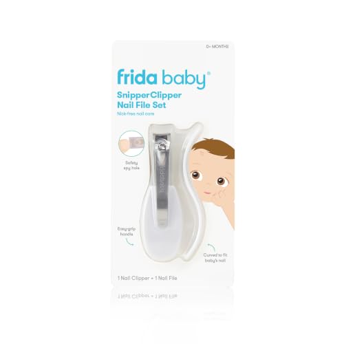Image of Frida Baby NailFrida Nail Clippers, File & Buffer for Newborns and Up | Safety Spyhole, Nickel Free, Curved Clipper Designed to Fit Baby's Nails, Newborn and Up