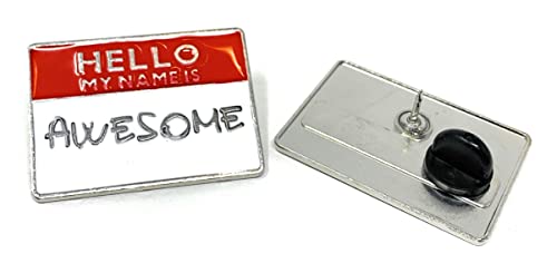 20 Pack Funny Name Tag Lapel Morale Pins - Hello My Name is Awesome - Bulk Employee Recognition...