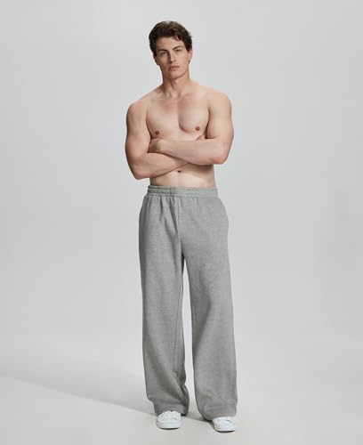 Susclude Mens Fleece Lined Baggy Sweatpants Wide Leg Heavyweight Comfy Lounge Slacks Loose Fit Track Pants Fall Winter2