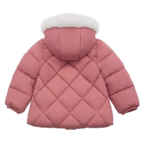 Rokka&Rolla Baby Girls' Water-Resistant Puffer Jacket Hooded Winter Coat with Soft Mini Fur Lining for Newborn Infant Toddler2