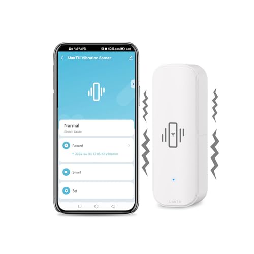 UanTii Smart Vibration Detector Tuya WiFi Vibration Sensor Smart Home Security System Support Smart Life App Remote Monitor,No Hub Required (White)