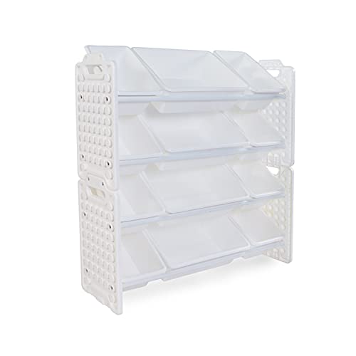UNiPLAY Toy Organizer with 12 Removable Storage Bins, Multi-Bin Organizer for Books, Building Blocks, School Materials, Toys with Baseplate Board Frame (White) UNiPLAY Toy Organizer with 12 Removable Storage Bins, Multi-Bin Organizer for Books, Building Blocks, School Materials, Toys with Baseplate Board Frame (White)