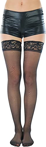 Image of ToBeInStyle Women's Sheer Banded Thigh High Socking w /Opaque Band
