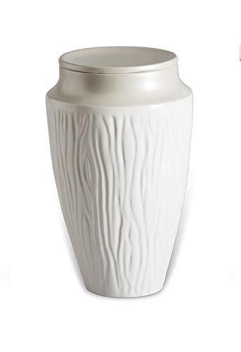 Urne funéraire en porcelaine Forêt beige métallique : protégez ses cendres définitivement