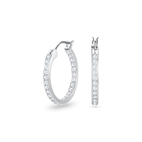 Swarovski Sommerset hoop earrings, clear, Rhodium finish