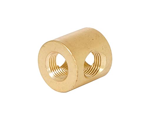 Image of B&P Lamp 4-Way Brass Arm Back, All Holes Tapped 1 /8IP, 3 /4 Inch Height by 3 /4 Inch Diameter, Unfinished