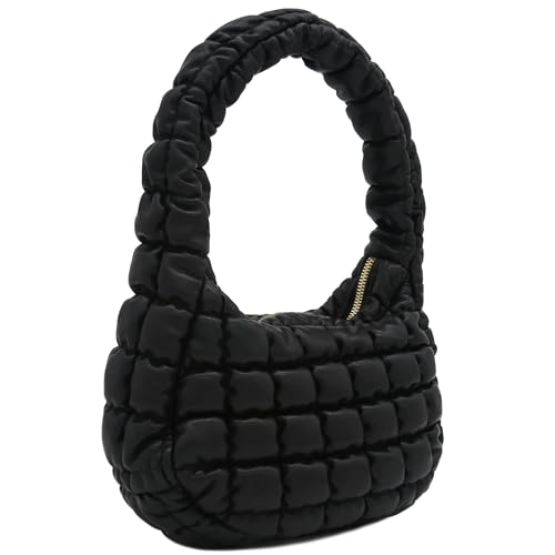 FashionPuzzle Lightweight Quilted Soft PU Leather Crescent Puffer Hobo Shoulder Bag3