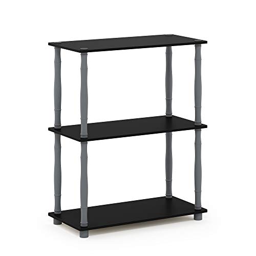Furinno Turn-N-Tube 3-Tier Compact Multipurpose Shelf Display Rack, Classic, Black/Grey