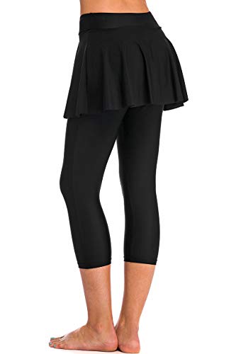 Women's Skirted Swim Capris Sun Protective Active Swimming Skirt with Leggings Tights3