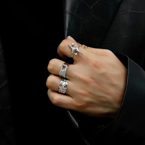 Star Rings For Women Teens Girls Y2k Silver Rings Adjustable Open Ring jewelry4