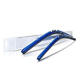 Clix Wipers - Blue Carbon Fiber Automotive Wiper Blades - Universal Clip On Replacement Windshield-Wipers - All-Weather - Wiper Blade Starter Set With C and L Clips (28'/28')