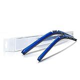 Clix Wipers - Blue Carbon Fiber Automotive Wiper Blades - Universal Clip On Replacement Windshield-Wipers - All-Weather - Wiper Blade Starter Set With C and L Clips (22'/22')