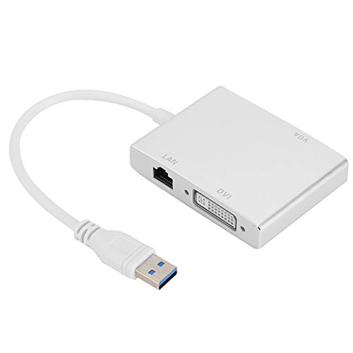 Hilitand 4 in 1 USB3.0 to VGA DVI HDMI LAN Adapter RJ45 Full?HD 1080P Converter for Windows Projector HDTV
