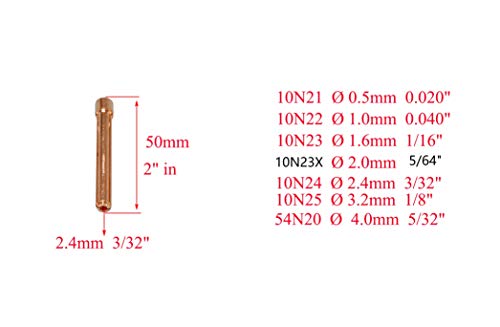 Image of RIVERWELD TIG Welding Collets 10N24 3 /32 inch & 2.4mm Orifice 10pcs | for QQ300 PTA DB SR WP 17 18 26 TIG Welding Torch