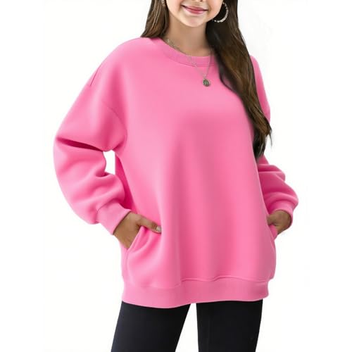 Sweatshirts For Girls Fashion Long Sleeve Fall Pullover Tshirts Loose Oversized Fleece Drop Shoulder Sweatshirt Casual